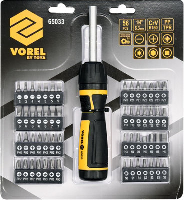 Vorel speed gear screwdriver bits set ratchet reversible 57pcs ( V 65033)