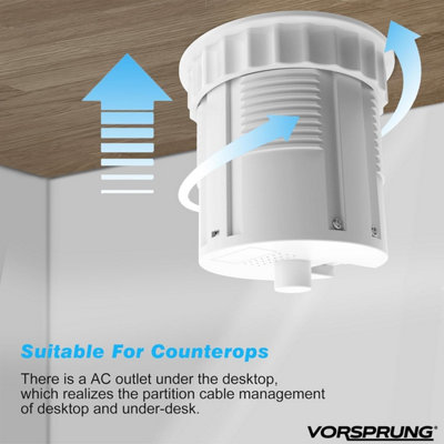 VORSPRUNG Automatic Retractable Pop Up Socket - Fast, Qi Wireless Charger, 3x UK Plug, 1x USB A, 1x USB C - Home, Kitchen, Office