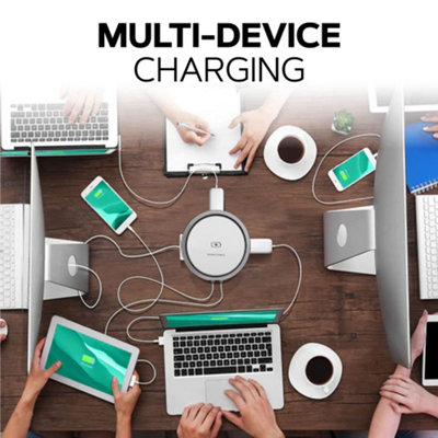 VORSPRUNG Automatic Retractable Pop Up Socket - Fast, Qi Wireless Charger, 4x UK Plug, 2x USB A - Home, Kitchen, Office