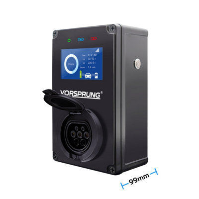 Vorsprung CyberPro - Smart Untethered EV Wall Socket with App & LCD Display - Type 2 - 32A/7.4kW