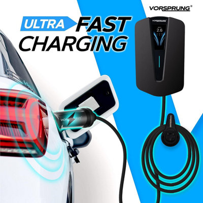 Vorsprung DarkKnight - Smart EV Wall Charger with LCD Display & Smart App - 32A/7.4kW (Type 2, 5-Metre)