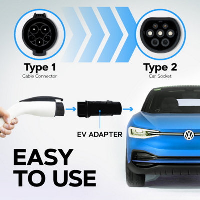 Vorsprung EV Adapter - Type 1 (Charger) to Type 2 (Car) EV Cable Adapter - 32A - IP54 - 3