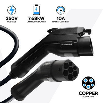 AOHEWEI Type 1 naar Type 2 EV-oplaadadapter, 240V 32A SAE J1772 naar IEC62196 Autolader Kabeladapter, Type 1 EV-oplaadkabel of Oplader naar Type 2 Elektrisch Voertuig Converter