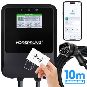 Vorsprung EV Wall Charger with Smart App, WiFi, and Bluetooth - 10-Metre, 32A/7.4kW