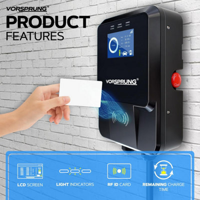 Vorsprung Oasis - EV Wall Charger with RFID & LCD Display - 32A/7.4kW - 5-Metre Type 2 Tethered Cable