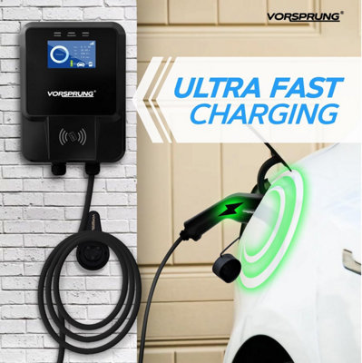 Vorsprung Oasis - EV Wall Charger with RFID & LCD Display - 32A/7.4kW - 5-Metre Type 2 Tethered Cable - 3