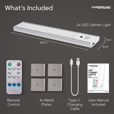 6 Luci LED Sottopensile Con Telecomando – Ricaricabili Via USB, Dimmerabili, 3 Temperature Colore, Per Cucina E Armadio - 3