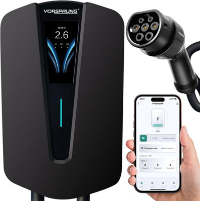 Vorsprung Smart EV Charger 7.4kW with LCD Display & Smart App (Type 2) with 5Metre Cable DIY
