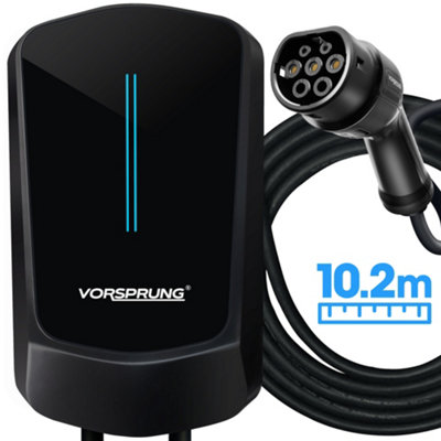 Vorsprung Titan10 - EV Wall Charger (10.2m) - Type 2 Tethered - 32A/7.4kW  (Black)