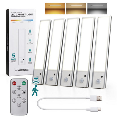 VORSPRUNG Under Cabinet Lights Pack of 5, Dimmable, Wireless Closet Lights for Kitchen, Stairs, Pantry, Cupboard