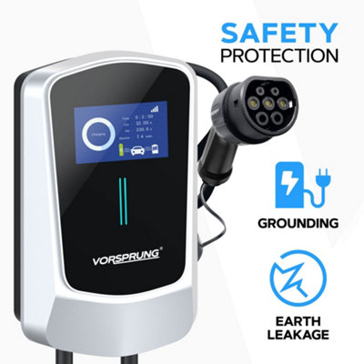 Vorsprung VoltRider - Smart EV Charger with Smart App & LCD Display - 32A/7.4kW - 5-Metre (White) - 8
