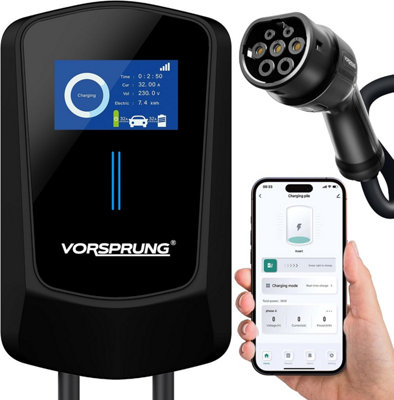 Vorsprung VoltRider - Smart EV Charger with Smart App & LCD Display - 32A/7.4kW - 5-Metre