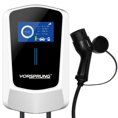 Vorsprung VoltRider - Smart EV Wall Charger with Smart App & LCD Display - 32A/7.4kW - 5-Metre (White)