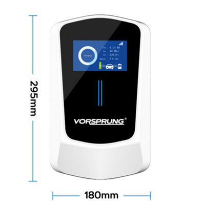 Vorsprung VoltRider - Smart EV Wall Charger with Smart App & LCD Display - 32A/7.4kW - 5-Metre (White) - 3