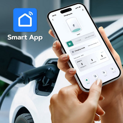 Vorsprung VoltRider - Smart EV Wall Charger with Smart App & LCD Display - 32A/7.4kW - 5-Metre (White) - 7