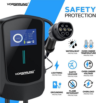 Vorsprung VoltRider - Smart EV Wall Charger with Smart App & LCD Display - 32A/7.4kW - 5-Metre