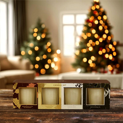 Votive Candles Set of 4 Soy Blend 55g Scents Holiday Christmas Decor Gift Box - 3