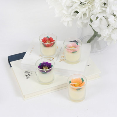 Votive Candles Unscented Lotus Flower Themed Set of 3 by Laeto Ageless Aromatherapy - FREE DELIVERY INCLUDED - 4