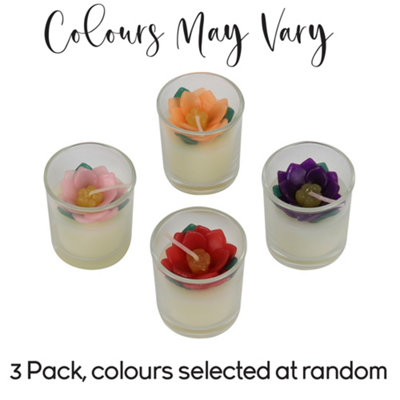 Votive Candles Unscented Lotus Flower Themed Set of 3 by Laeto Ageless Aromatherapy - FREE DELIVERY INCLUDED - 7