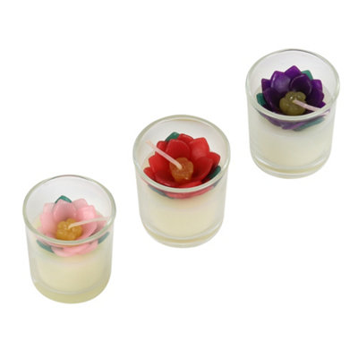 Votive Candles Unscented Lotus Flower Themed Set of 3 by Laeto Ageless Aromatherapy - FREE DELIVERY INCLUDED - 8