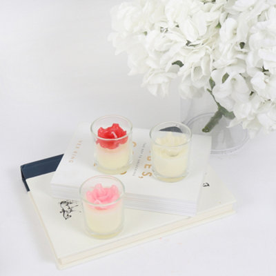 Votive Candles Unscented Rose Themed Set of 3 by Laeto Ageless Aromatherapy - FREE DELIVERY INCLUDED - 4