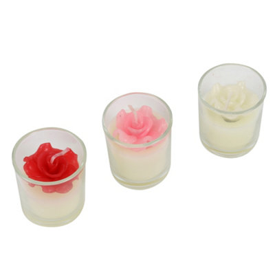 Votive Candles Unscented Rose Themed Set of 3 by Laeto Ageless Aromatherapy - FREE DELIVERY INCLUDED - 7