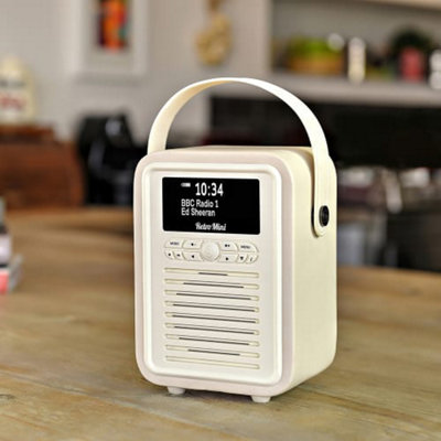 VQ Cream 'Retro Mini' DAB/DAB+ Digital & FM Radio with Bluetooth