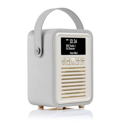 VQ Light Grey 'Retro Mini' DAB/DAB+ Digital & FM Radio with Bluetooth