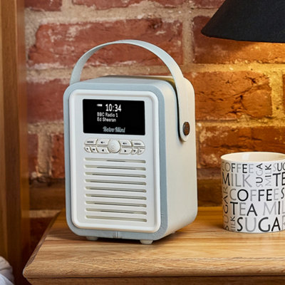 VQ Light Grey 'Retro Mini' DAB/DAB+ Digital & FM Radio with Bluetooth