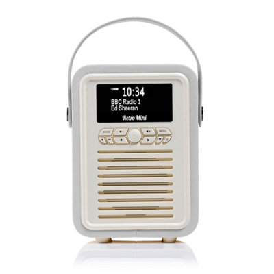 VQ Light Grey 'Retro Mini' DAB/DAB+ Digital & FM Radio with Bluetooth