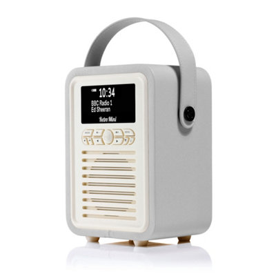 VQ Light Grey 'Retro Mini' DAB/DAB+ Digital & FM Radio with Bluetooth