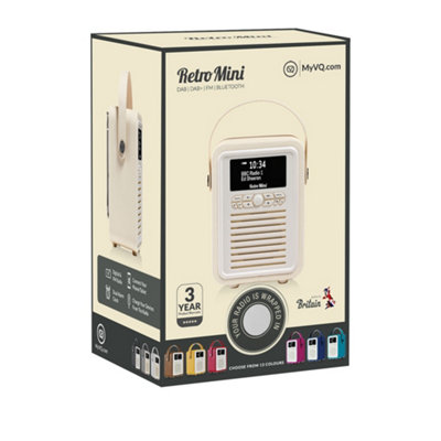 VQ Light Grey 'Retro Mini' DAB/DAB+ Digital & FM Radio with Bluetooth