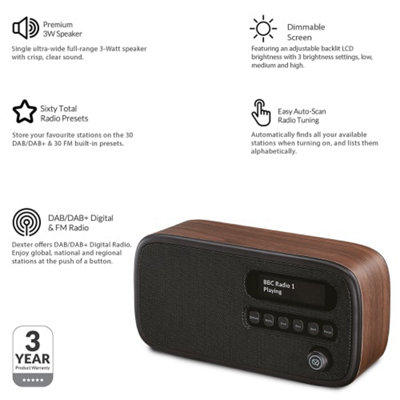 VQ Walnut 'Dexter' DAB/DAB+ Digital & FM Radio