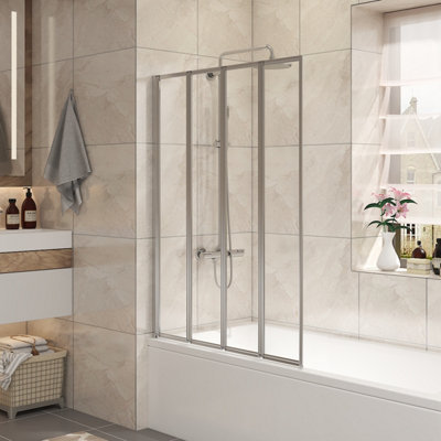 VRUC 4 Panel Folding Shower Bath Screen 1400x850mm Chrome