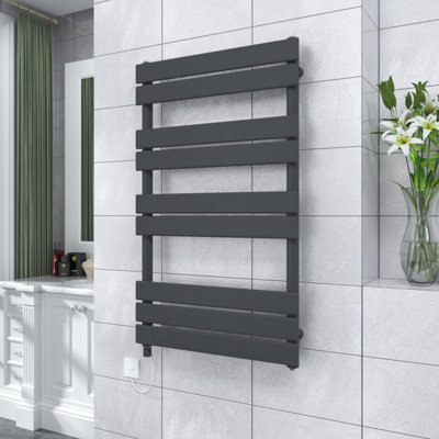 VRUC Anthracite Flat Panel Prefilled Electric Heated Towel Rail ...