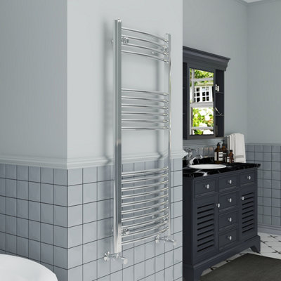 VRUC Bathroom Curved Heated Towel Rail Radiator 1200 x 500mm Chrome