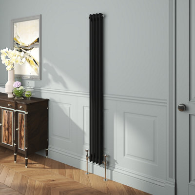 VRUC Cast Iron Style Radiator Traditional 2 Column 1800x200mm Black