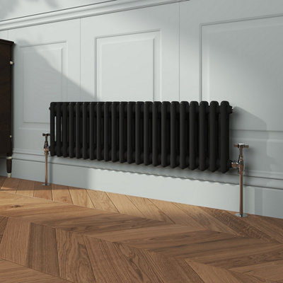 VRUC Cast Iron Style Radiator Traditional 2 Column 300x1010mm Black