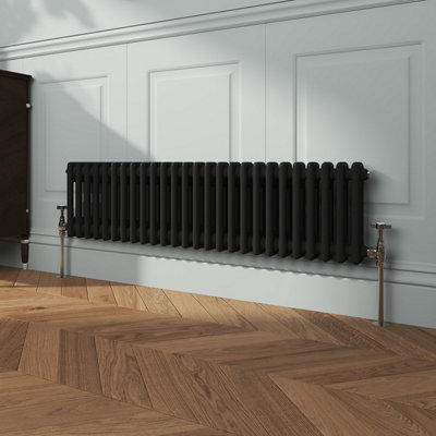 VRUC Cast Iron Style Radiator Traditional 2 Column 300x1190mm Black