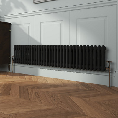VRUC CAST IRON STYLE RADIATOR TRADITIONAL 2 COLUMN 300X1460MM BLACK