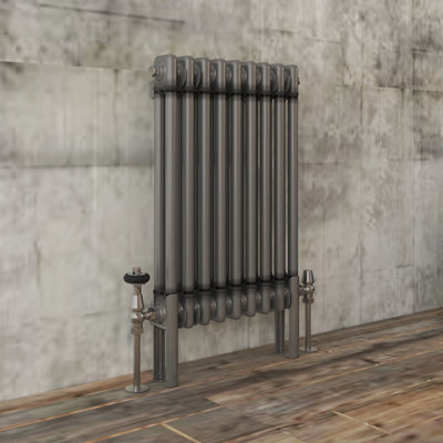 VRUC Cast Iron Style Radiator Traditional 2 Column 600x425mm Raw Metal