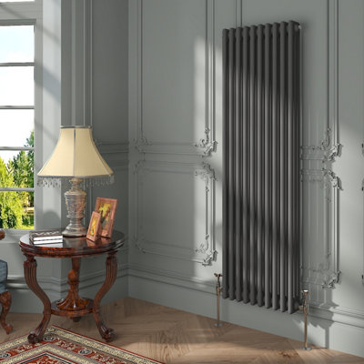 VRUC Cast Iron Style Radiator Traditional 3 Column 1500x472mm Anthracite