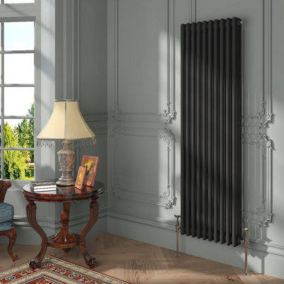 VRUC Cast Iron Style Radiator Traditional 3 Column 1500x472mm Black