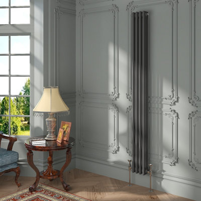 VRUC Cast Iron Style Radiator Traditional 3 Column 1800x202mm Anthracite