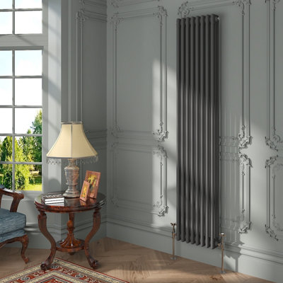 VRUC Cast Iron Style Radiator Traditional 3 Column 1800x382mm Anthracite