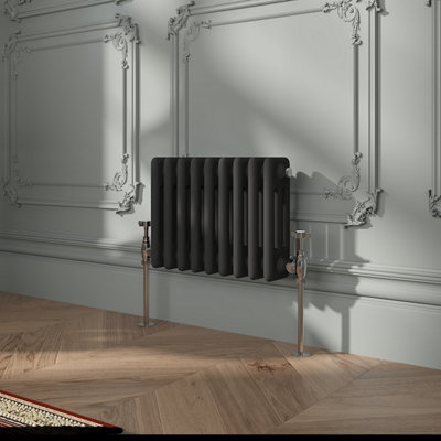 VRUC Cast Iron Style Radiator Traditional 3 Column 300x427mm Black