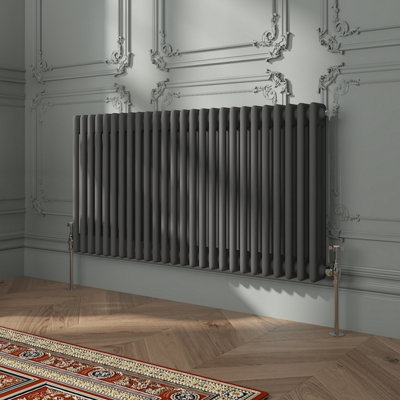 VRUC Cast Iron Style Radiator Traditional 3 Column 600x1192mm Anthracite
