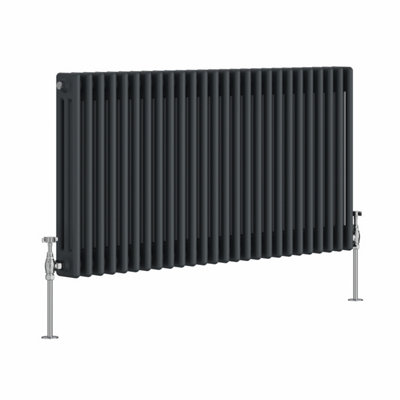 VRUC Cast Iron Style Radiator Traditional 3 Column 600x1192mm Anthracite