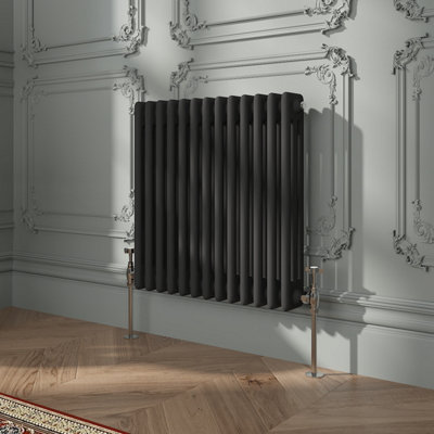 VRUC Cast Iron Style Radiator Traditional 3 Column 600x607mm Black