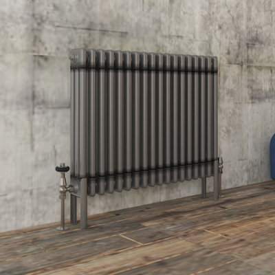 VRUC Cast Iron Style Radiator Traditional 3 Column 600x832mm Raw Metal